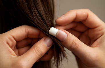 mains appliquant soin sur pointes sèches