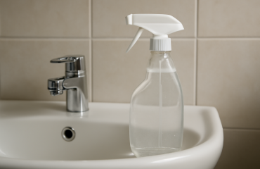 flacon de nettoyant simple sur lavabo