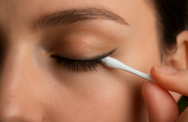 main estompant eyeliner au coton tige