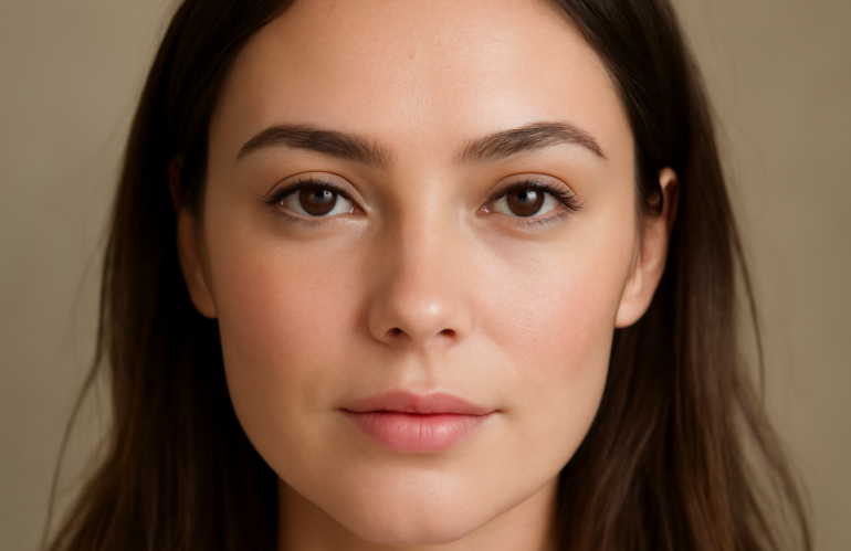 visage gros plan maquillage naturel et sourcils