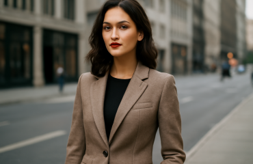 femme portant veste structurée en ville