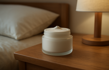 pot de crème posé sur table de nuit