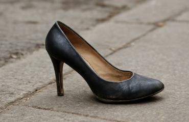 talon d'escarpin usé sur trottoir