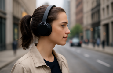 femme cheveux attachés portant un casque en ville