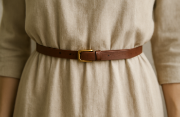 ceinture fine posée sur robe neutre