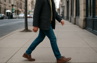 personne marchant sur trottoir en ville
