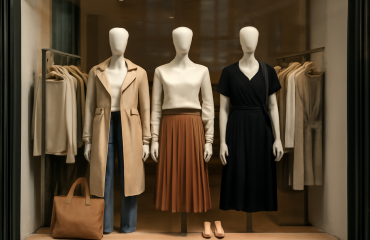 vitrine boutique présentant pièces féminines