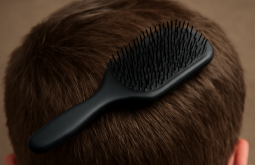 brosse antistatique et cheveux courts posés