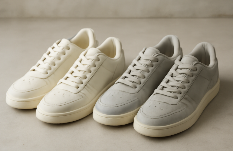 deux paires de baskets posées cote a cote