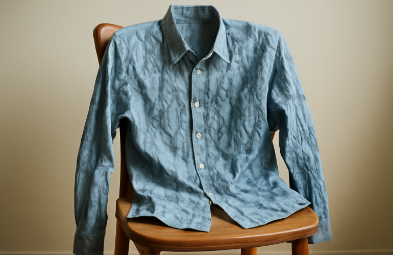 chemise froissée sur dossier de chaise