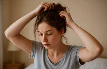 femme realisant une coiffure rapide au reveil
