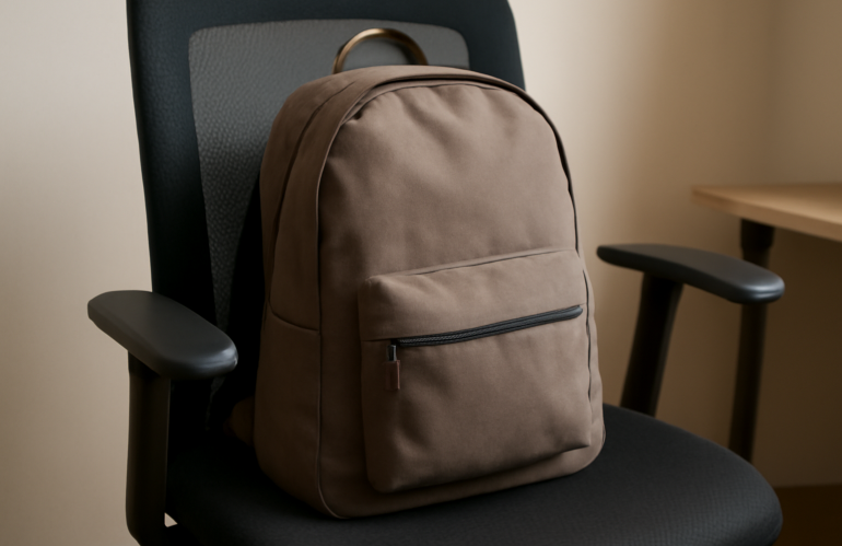 sac posé sur chaise de bureau