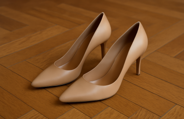 escarpins posés sur sol en parquet