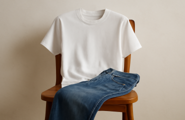 jean posé sur chaise avec t-shirt basique