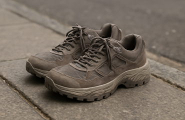 paire de baskets robustes sur trottoir urbain