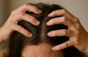 mains massant les racines des cheveux