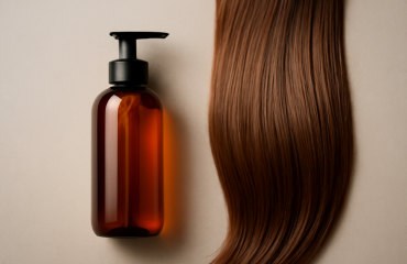 bouteille de soin capillaire et cheveux lisses
