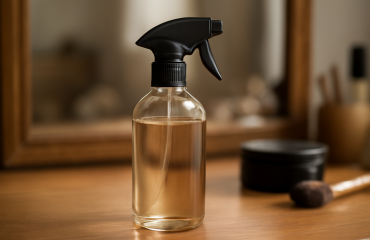 bouteille de spray coiffant sur coiffeuse