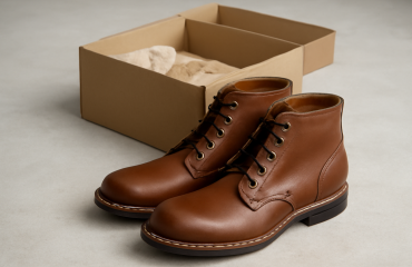 bottines neuves près d'une boîte ouverte