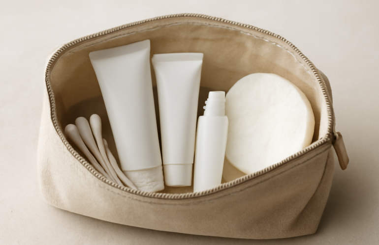petite trousse ouverte avec tubes et coton